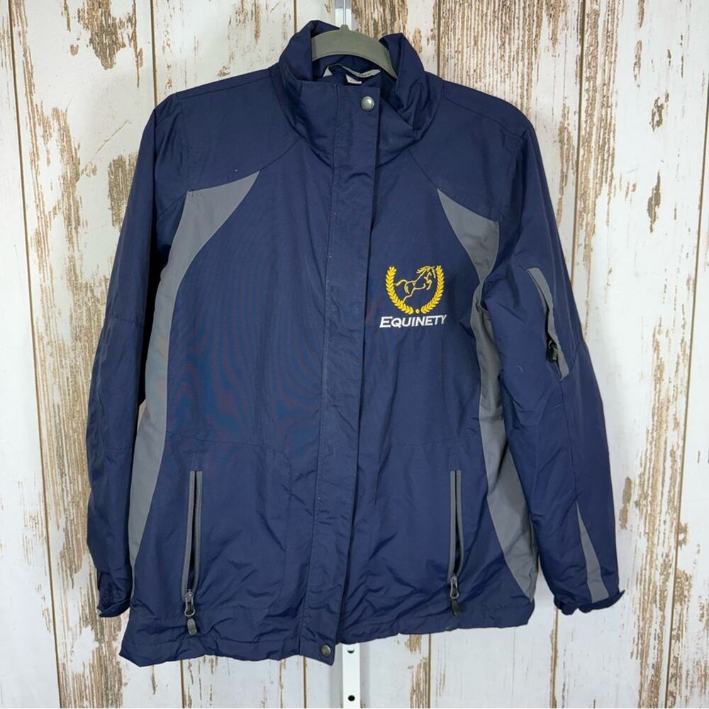 Port Authority, Blue and Gray Snow Jacket. Equinety Embroidered. Size Medium.